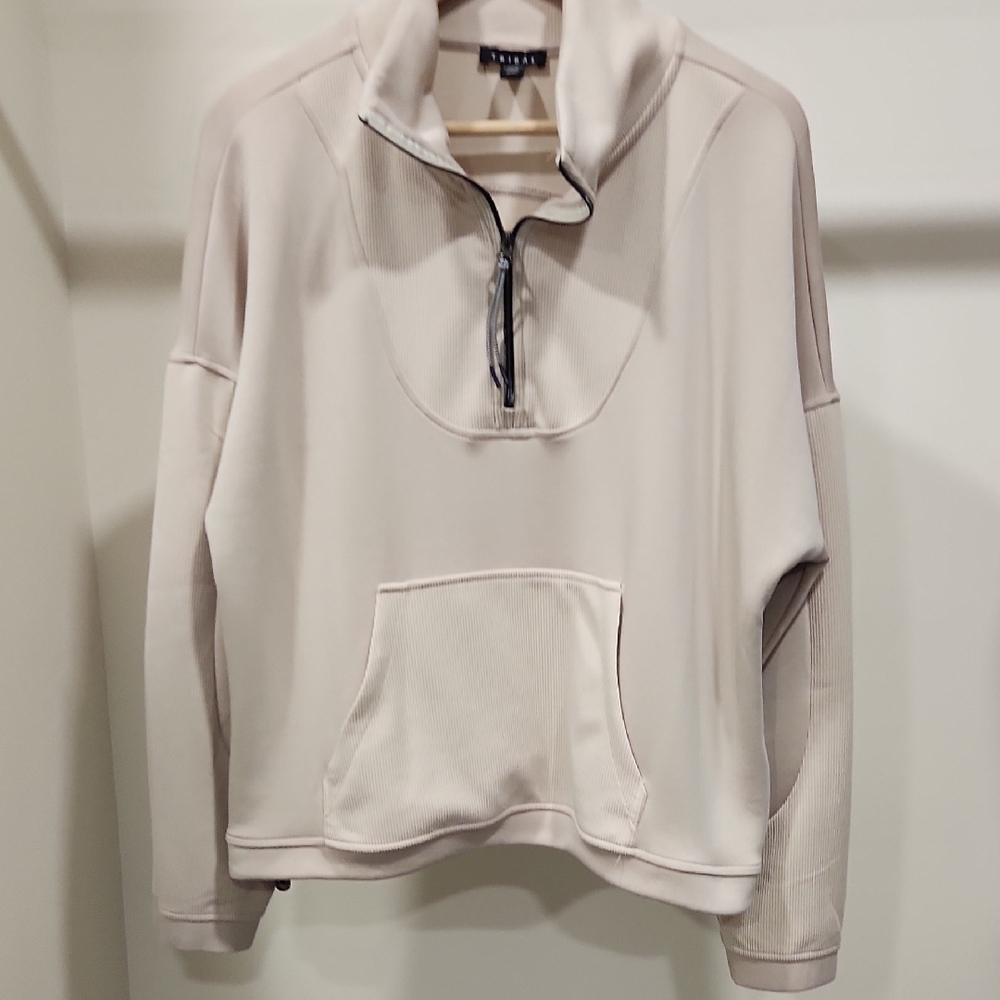 Tribal Cream Half-Zip Kangaroo Pocket Pullover Sweater